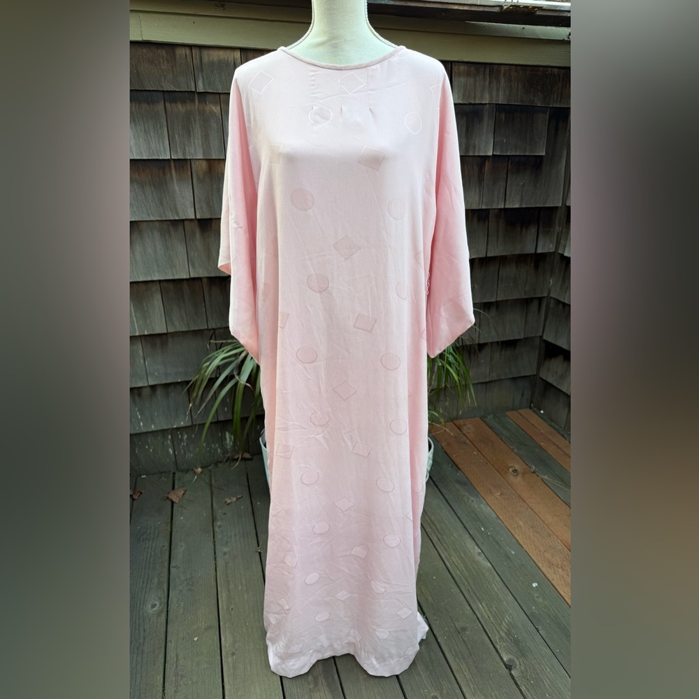 Vintage Flo Weinberg Maxi Soft Pink Hostess Dress Kaftan Lined With Tie Sz S/M View 5